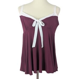 Moda International Womens Y2K Babydoll Sleeveless Tie Front Tank Top Size XL